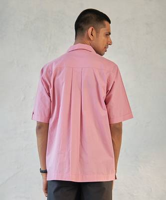 light pink cotton base camp collar pocket shirt 5