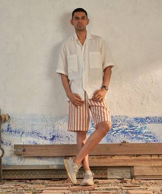 White textured cotton ice crush shirt 1