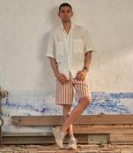 White textured cotton ice crush shirt