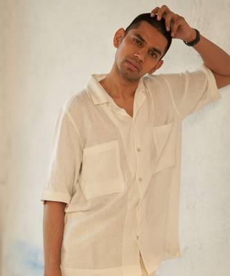 White textured cotton ice crush shirt 2