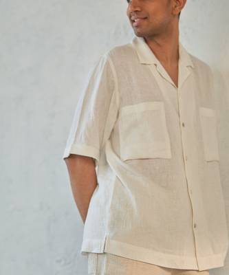 White textured cotton ice crush shirt 3