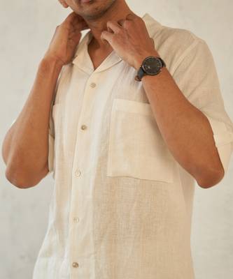 White textured cotton ice crush shirt 4