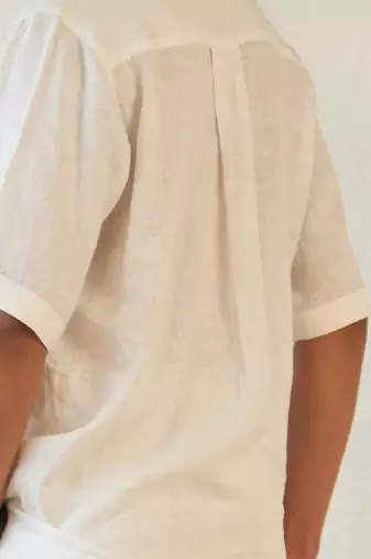 White textured cotton ice crush shirt