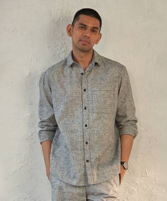Choco textured cotton pebbled grey shirt 1