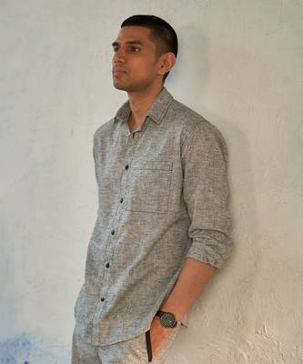 Choco textured cotton pebbled grey shirt 2