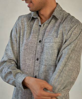 Choco textured cotton pebbled grey shirt 3