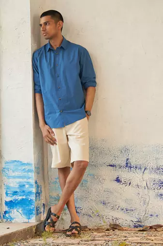 Blue And off white cotton european alley outfit