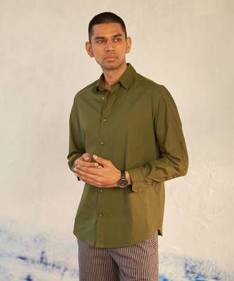 Grey cotton bullet green shirt 1