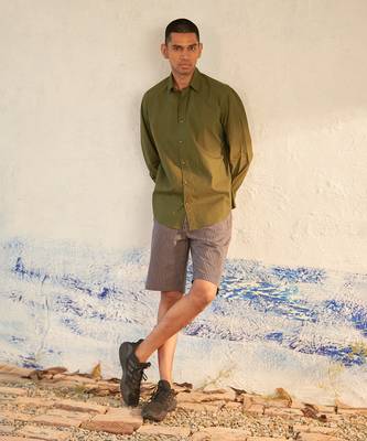 Grey cotton bullet green shirt 2