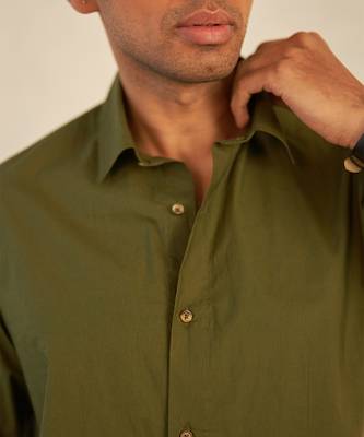 Grey cotton bullet green shirt 3