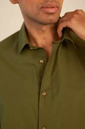 Grey cotton bullet green shirt