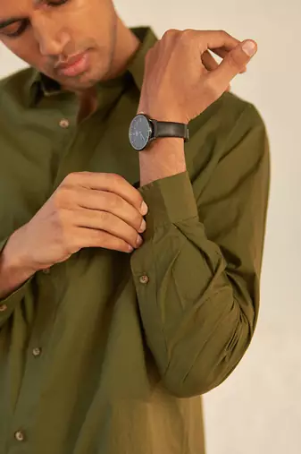 Grey cotton bullet green shirt