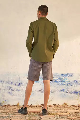 Grey cotton bullet green shirt