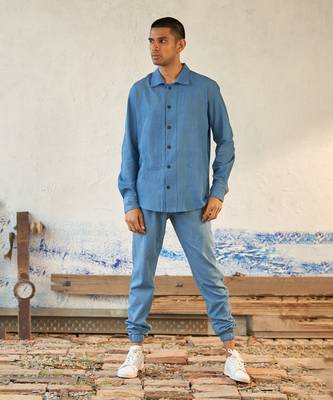Light blue cotton denim take five denim shirt 1