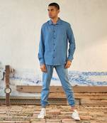 Light blue cotton denim take five denim shirt