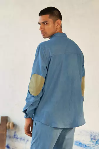 Light blue cotton denim take five denim shirt