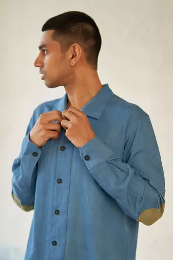 Light blue cotton denim take five denim shirt
