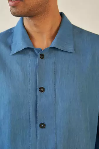 Light blue cotton denim take five denim shirt