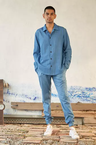 Light blue/ light green cotton denim road tripping combo