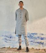 Grey textured cotton pebbled street kurta