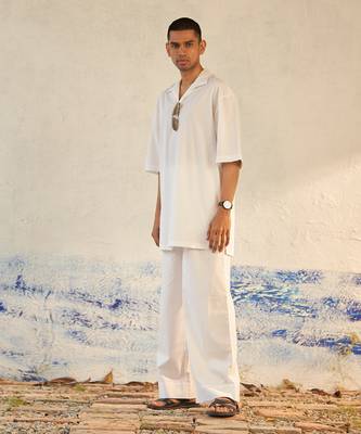 White cotton fountain white kurta set 2