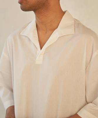 White cotton fountain white kurta set 4