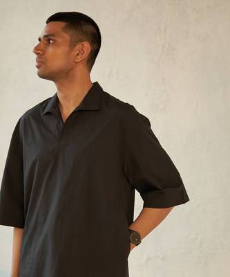 Black cotton turn black kurta set 3