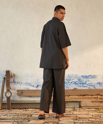 Black cotton turn black kurta set 4