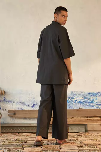 Black cotton turn black kurta set