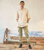 White textured cotton boardwalk kurta