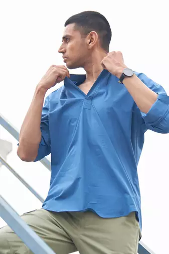 Blue cotton lakeside kurta