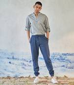 Grey textured cotton xplor kurta shirt