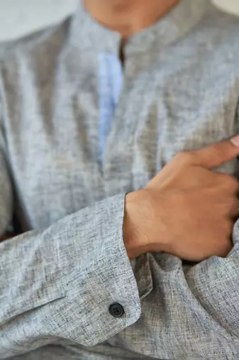 Grey textured cotton xplor kurta shirt