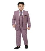 Boys cotton blend solid 5-piece coat suit set - onion