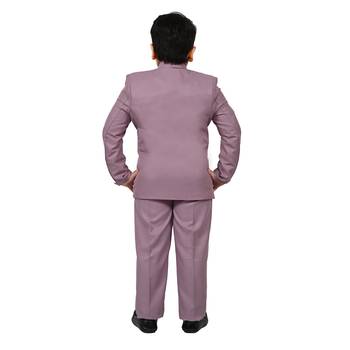 Boys cotton blend solid 5-piece coat suit set - onion 2