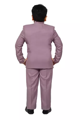 Boys cotton blend solid 5-piece coat suit set - onion