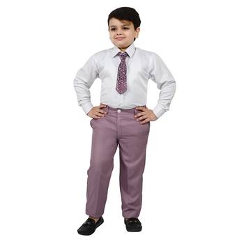 Boys cotton blend solid 5-piece coat suit set - onion 3