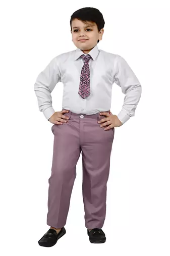 Boys cotton blend solid 5-piece coat suit set - onion