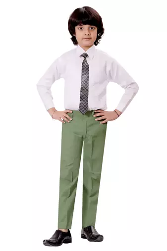 Boys cotton blend solid 5-piece coat suit set - pista green