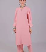 Women's baby pink kurti pajama set