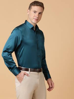 Tabard formal cotton  shirt for men green 4