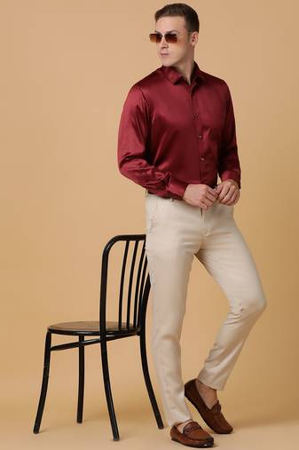 Tabard formal cotton  shirt for men red
