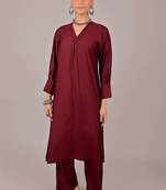 Women's maroon kurti pajama set
