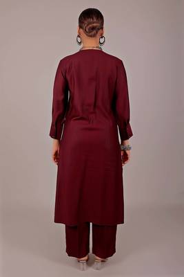 Women's maroon kurti pajama set 4