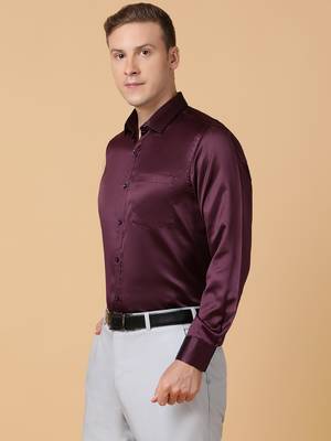Tabard formal cotton  shirt for men maroon 3
