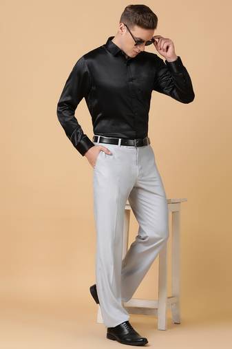 Tabard formal cotton  shirt for men black