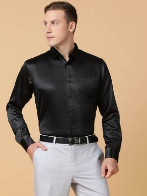 Tabard formal cotton  shirt for men black 2