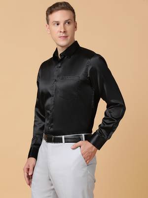 Tabard formal cotton  shirt for men black 3