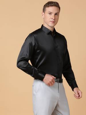 Tabard formal cotton  shirt for men black 4