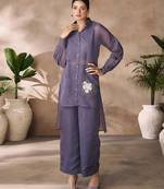 Elegant smoky grey organza co-ord set